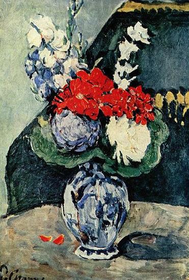 Paul Cezanne Stilleben, Delfter Vase mit Blumen Norge oil painting art